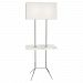 S400 - Robert Abbey Lighting - Martin - Two Light Floor Lamp Polished Nickel/White Marble Tray Finish with Oyster Linen Shade - Martin