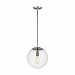 6701801-04 - Sea Gull Lighting - Hanging Globe - One Light Pendant Satin Aluminum Finish with Clear Seeded Glass - Hanging Globe