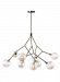 700SYCKS - LBL Lighting - Sycamore 9 - 37.65 Chandelier with No Lamp Satin Nickel Finish with Transparent Smoke Glass - Sycamore 9