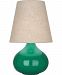 EG91 - Robert Abbey Lighting - June - One Light Accent Lamp Emerald Glazed Finish with Buff Linen Shade - June