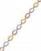 Tricolor Textured Oval Link Bracelet in 14k Gold, White Gold & Rose Gold