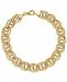 Multi-Ring Textured Chain Link Bracelet in 10k Gold