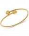 Polished Bead Textured Bypass Bangle Bracelet in 10k Gold
