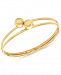 Polished Double Beaded Bangle in 14k Gold