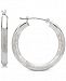 Polished & Textured Hoop Earrings in 14k White Gold