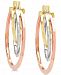 Tricolor Graduated Hoop Earrings in 10k Gold, White Gold & Rose Gold