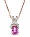 Pink Sapphire (7/8 ct. t. w. ) & Diamond (1/10 ct. t. w. ) 18" Pendant Necklace in 14k Rose Gold