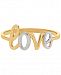 Two-Tone Scripted "Love" Ring in 14k Gold & Rhodium-Plate