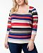 525 America Plus Size Striped Square-Neck Sweater, Created for Macy's