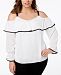I. n. c. Plus Size Ruffled Cold-Shoulder Top, Created for Macy's