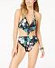 Bar Iii Rose Garden Printed Halter Cut-Out One-Piece Swimsuit, Created for Macy's Women's Swimsuit