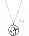 Betsey Johnson Two-Tone Multi-Stone Sagittarius Zodiac Pendant Necklace & Stud Earrings Set, 21-1/2" + 3" extender