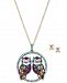 Betsey Johnson Two-Tone Multi-Stone Gemini Zodiac Pendant Necklace & Stud Earrings Set, 21-1/2" + 3" extender