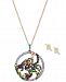 Betsey Johnson Two-Tone Multi-Stone Scorpio Zodiac Pendant Necklace & Stud Earrings Set, 21-1/2" + 3" extender