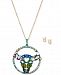 Betsey Johnson Two-Tone Multi-Stone Taurus Zodiac Pendant Necklace & Stud Earrings Set, 21-1/2" + 3" extender