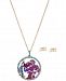 Betsey Johnson Two-Tone Multi-Stone Aquarius Zodiac Pendant Necklace & Stud Earrings Set, 21-1/2" + 3" extender