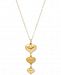 Triple Puff Heart 18" Pendant Necklace in 10k Gold
