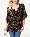 Style & Co Petite Printed Tie-Neck Peasant Top, Created for Macy's