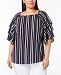 Charter Club Plus Sized Striped Tiered-Sleeve Top, Created for Macy's