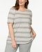 Eileen Fisher Plus Size Recycled Cotton Blend Striped T-Shirt