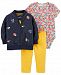 Carter's Baby Girls 3-Pc. Floral Bomber Jacket, Printed Bodysuit & Pants Set
