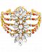 Steve Madden Gold-Tone Crystal & Bead Floral Multi-Row Bangle Bracelet