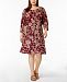 Karen Scott Plus Size Printed 3/4-Sleeve Dress, Created for Macy's