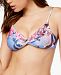 Becca Floral Printed Reversible Twist-Front Bikini Top Women's Swimsuit