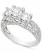 Diamond Three-Stone Pave Engagement Ring (1-3/4 ct. t. w. ) in 14k White Gold