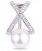 White Button Cultured Freshwater Pearl and White Topaz Enhancer in Sterling Silver