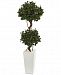 Nearly Natural 5' Sweet Bay Double Topiary Artificial Tree in White Tower Planter
