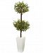 Nearly Natural 5.5' Olive Double Topiary Artificial Tree in White Tower Planter