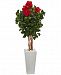 Nearly Natural 5' Hibiscus Artificial Tree in White Tower Planter