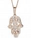 Two-Tone Hamsa Hand 18" Pendant Necklace in 14k Gold & White Gold