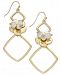 I. n. c. Gold-Tone Flower Geo Drop Earrings, Created for Macy's