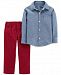 Carter's Toddler Boys 2-Pc. Cotton Chambray Button-Front Shirt & Canvas Pants Set