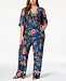 Ny Collection Plus Size Printed Kimono-Sleeve Jumpsuit