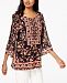 Jm Collection Border Printed Keyhole Tunic, Created for Macy's