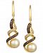 Le Vian Cultured Golden South Sea Pearl (8mm) & Diamond Swirl Drop Earrings (1/2 ct. t. w. ) in 14k Gold