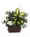 Nearly Natural African Violet, Dieffenbachia & Ivy Artificial Plants in Chest Planter