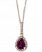 Effy Rhodolite Garnet (1 ct. t. w. ) & Diamond (1/10 ct. t. w. ) 18" Pendant Necklace in 14k Rose Gold