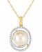 Cultured Freshwater Pearl (9mm) & Diamond (1/4 ct. t. w. ) Spiral 18" Pendant Necklace in 10k Gold