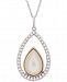 Mother-of-Pearl & White Topaz (1/4 ct. t. w. ) Teardrop 18" Pendant Necklace in Sterling Silver