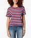 Rebellious One Juniors' Striped Unfinished T-Shirt