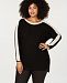 Charter Club Plus Size Cashmere Contrast-Stripe Sweater, Created for Macy's