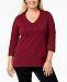 Karen Scott Plus Size Dot-Print V-Neck Sweater, Created for Macy's