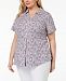 Karen Scott Plus Size Cotton Printed Shirt, Created for Macy's