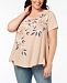 Style & Co Plus Size Floral-Print Swing T-Shirt, Created for Macy's