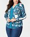I. n. c. Plus Size Printed Split-Neck Top, Created for Macy's