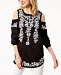 Charter Club Embroidered Cold-Shoulder Tunic, Created for Macy's